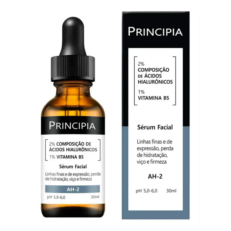 Sérum 2% Ácidos Hialurônicos + Vitamina B5 Principia Skincare AH-2- Hidratante Antissinais com 30ml