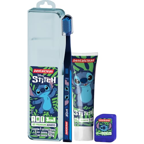 KIT DENTALCLEAN ESC+FIO+GEL D STITCH ADU - DENTALC