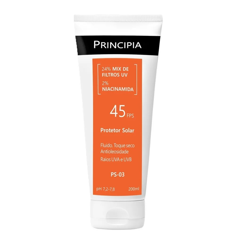 Protetor Solar 24% Mix de Filtros UV + 2% Niacinamida FPS 45 Principia Skincare PS-03 com 200ml
