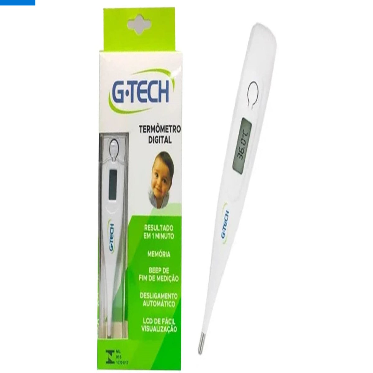 TERMOMETRO DIGITAL RIGIDO G-TECH BRANCO TH1027