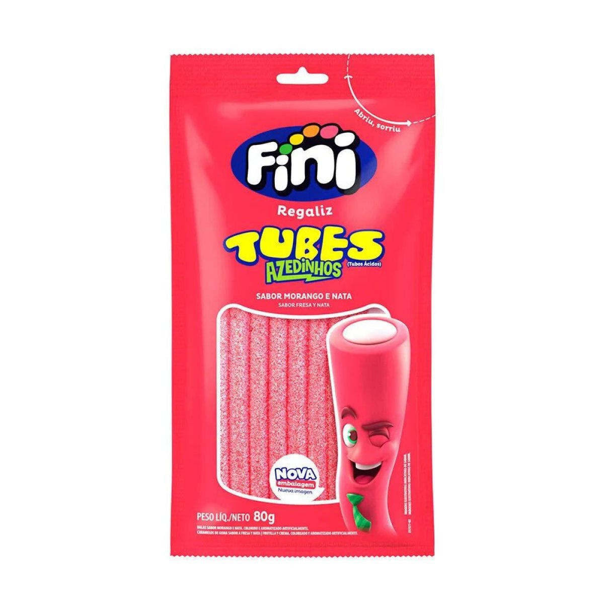FINI BALA GELAT TUBES MORANGO CITRIC 80G - FINI
