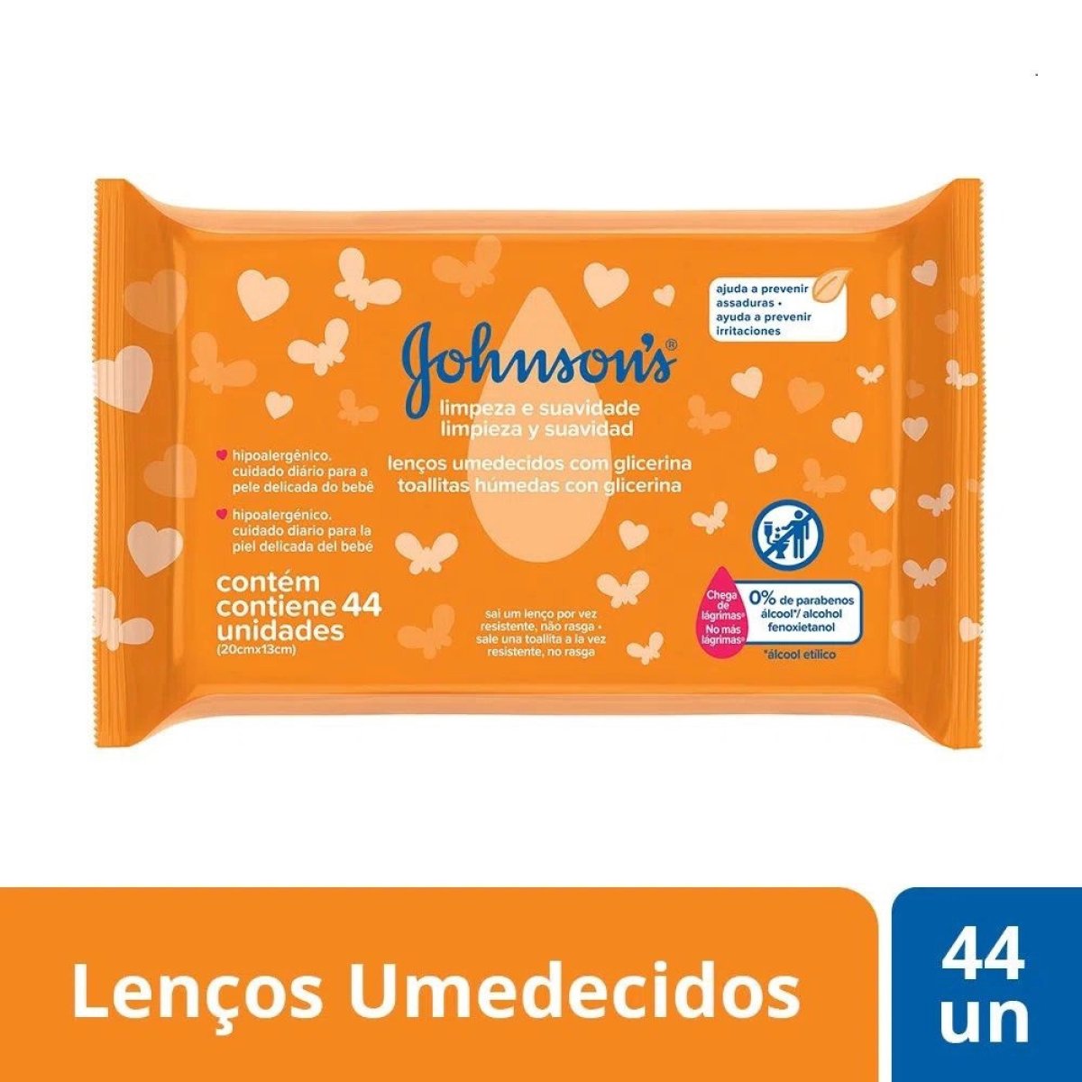 LENÇO UMEDECIDO JOHNSON'S BABY LIMPEZA SUAVE C/44