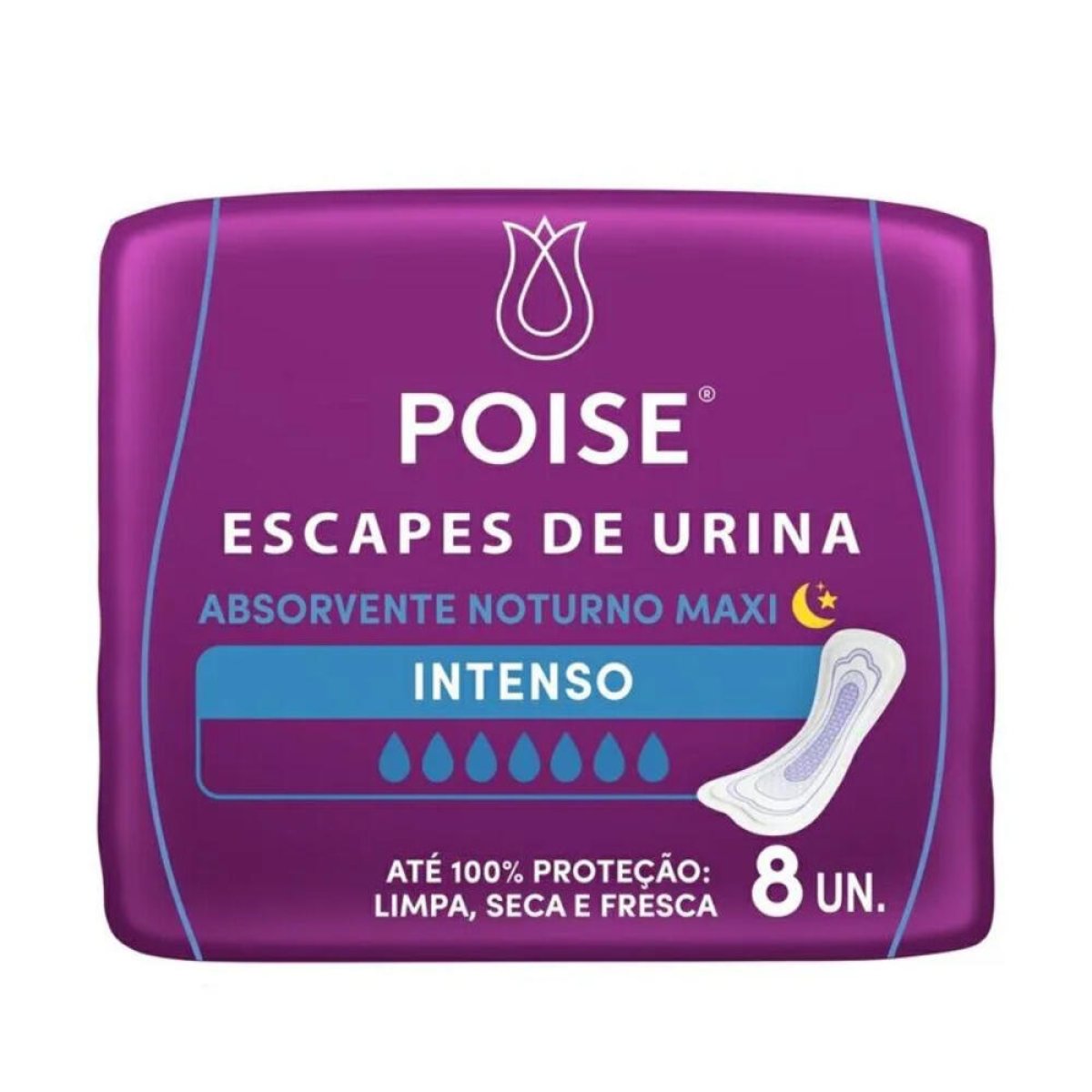 ABS POISE 8UN Sabonete Absorvente Noturno Maxi