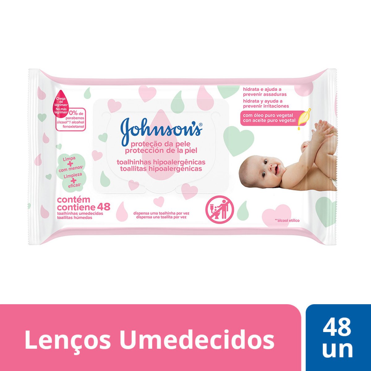 LENÇO UMEDECIDO JOHNSON'S BABY EXTRA CUIDADO C/48