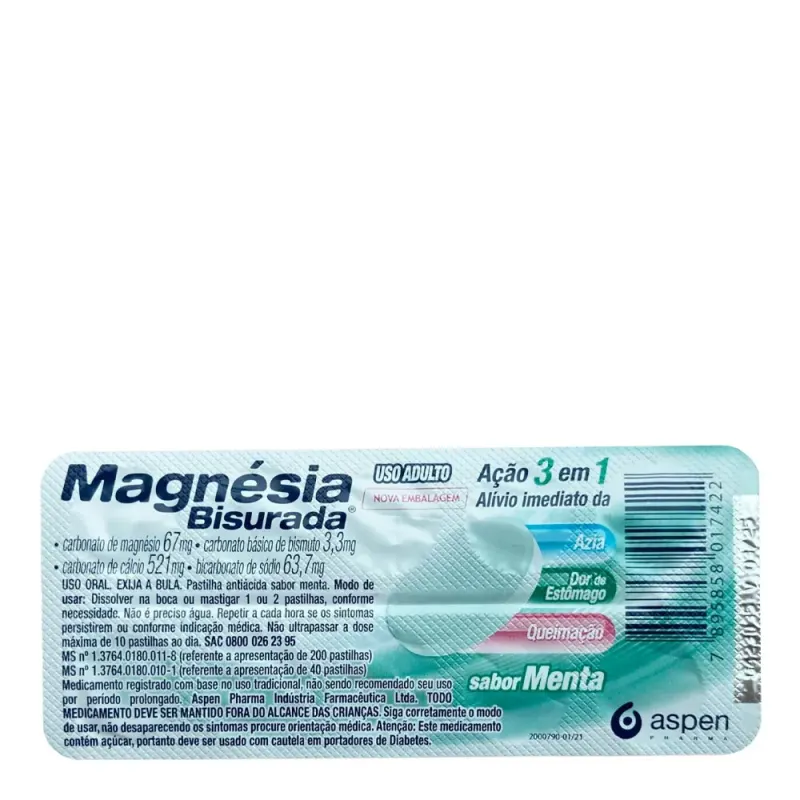 MAGNESIA BISURADA MENTA C/10 PASTILHAS