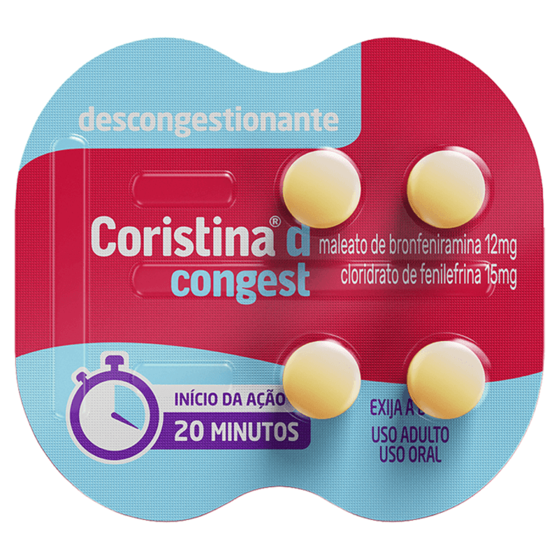 CORISTINA D CONGEST 12MG CARTELA 4 COMPRIMIDOS REVESTIDOS DE LIBERAÇÃO PROLONGADA