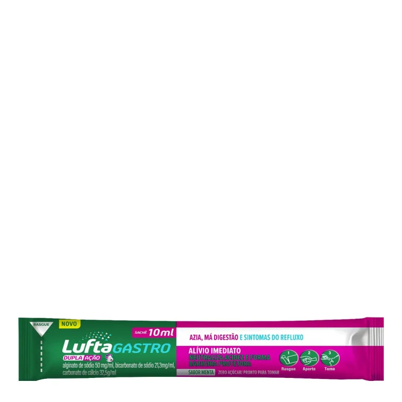 LUFTAGASTRO DUPLA AÇÃO 50MG ML MENTA ZERO AÇÚCAR SACHÊ 10ML