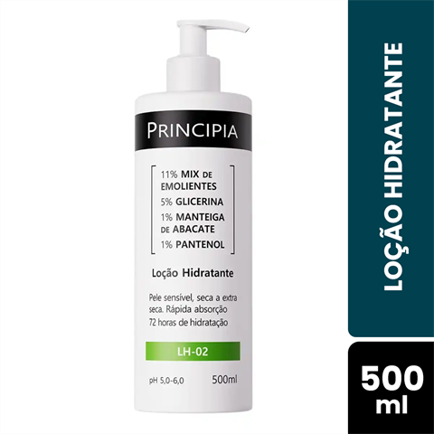 Loção Hidratante 11% Mix de Emolientes + 5% Glicerina + 1% Manteiga de Abacate + 1% Pantenol  Skincare LH-02 com 500ml