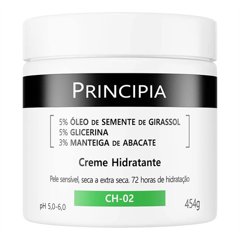 Creme Hidratante 5% Óleo de Semente de Girassol + 5% Glicerina + 3% Manteiga de Abacate Principia CH-02 com 454g
