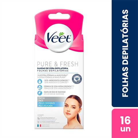 FOLHAS PARA DEPILAÇÃO FACIAL VEET PURE&FRESH C/16