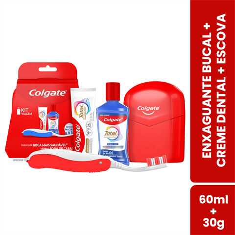 KIT VIAGEM COLGATE TOTAL OR MINT 30G+ENX 60ML+ESC