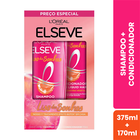 KIT ELSEVE LISO DOS SONHOS SH 375ML+COND 170ML