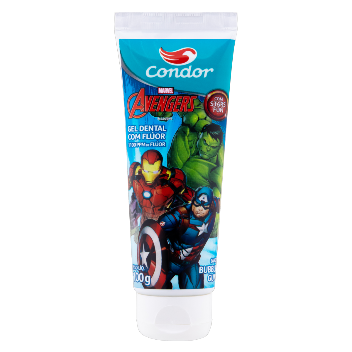 GEL DENTAL INFANTIL COM FLÚOR BUBBLE GUM AVENGERS CONDOR BISNAGA 100G