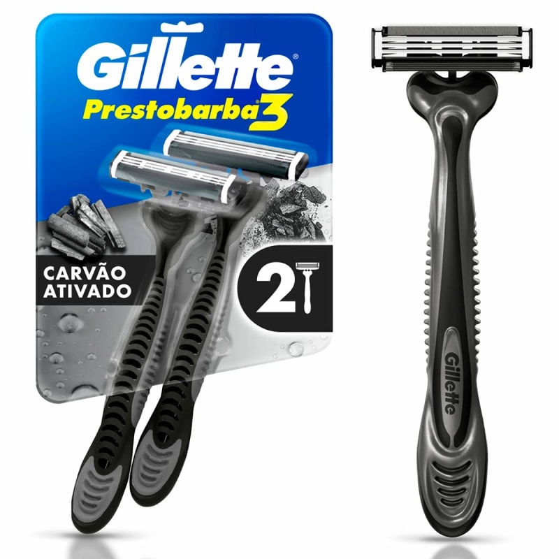APARELHO PRESTO GILLETE PB3 CHARCOAL 2CT BLISTER