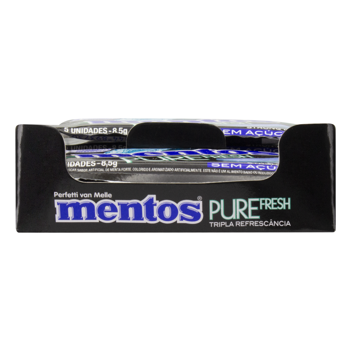 GOMA DE MASCAR MENTA FORTE ZERO AÇÚCAR MENTOS PURE FRESH ENVELOPE 8,5G 5 UNIDADES
