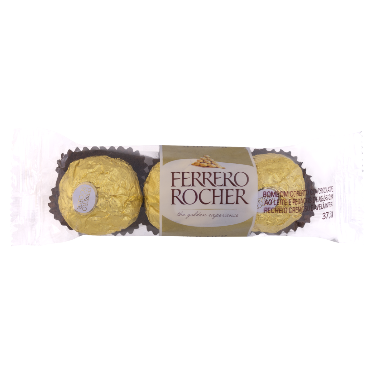 BOMBOM FERRERO ROCHER PACOTE 37,5G 3 UNIDADES