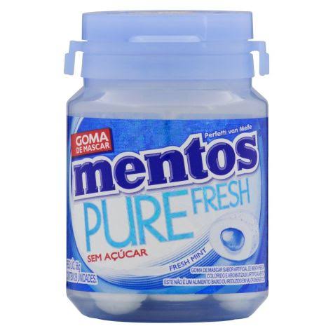 GOMA DE MASCAR MENTA FRESCA ZERO AÇÚCAR MENTOS PURE FRESH POTE 56G 28 UNIDADES