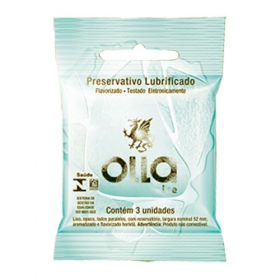 PRESERVATIVO MASCULINO LUBRIFICADO ICE FLAVORIZADO OLLA PACOTE 3 UNIDADES
