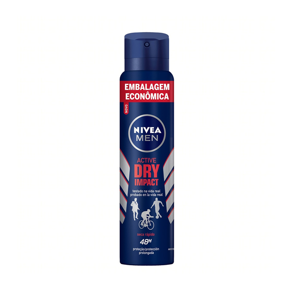 ANTITRANSPIRANTE AEROSSOL DRY IMPACT NIVEA MEN ACTIVE 200ML SPRAY EMBALAGEM ECONÔMICA