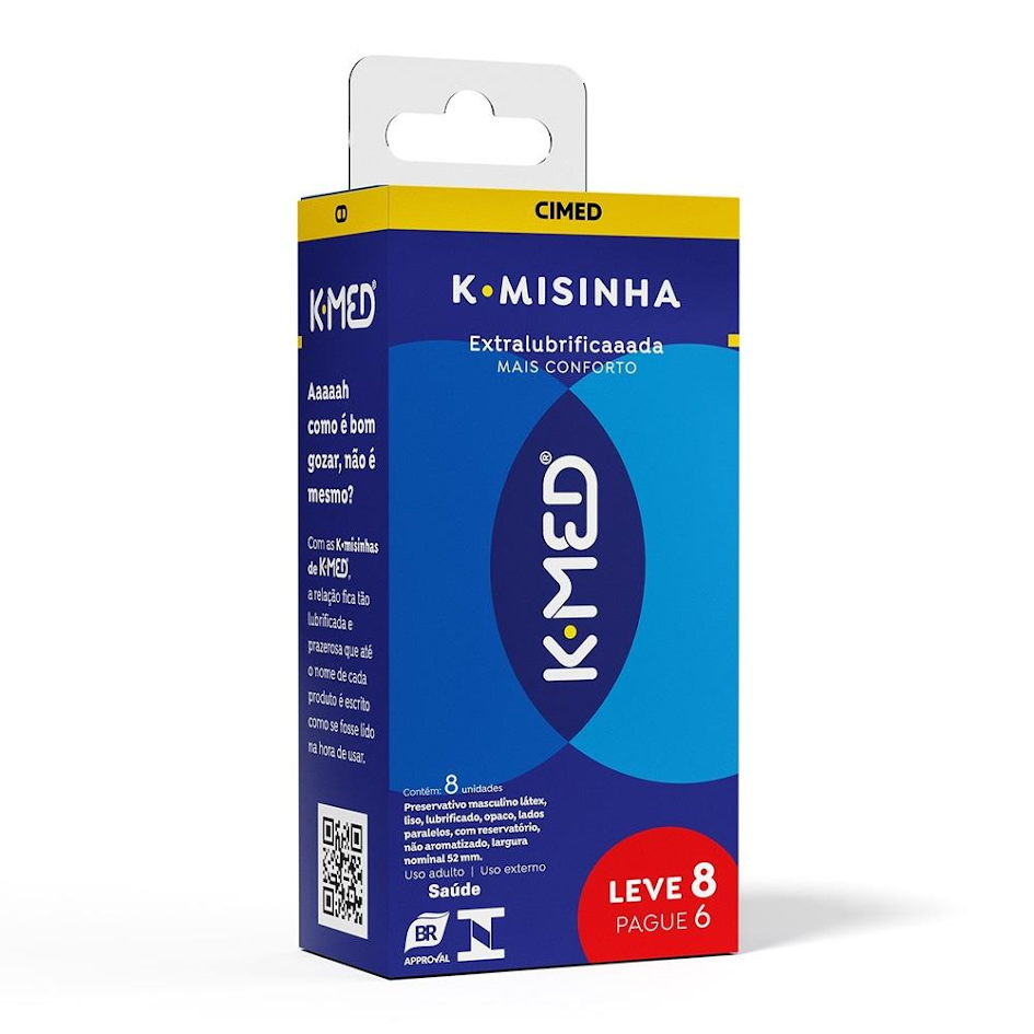 PRESERVATIVO MASCULINO EXTRA LUBRIFICADO K-MISINHA K-MED CAIXA LEVE 8 PAGUE 6 UNIDADES