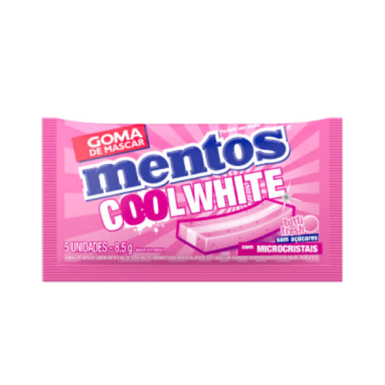 GOMA DE MASCAR TUTTI FRESH ZERO AÇÚCAR MENTOS COOL WHITE ENVELOPE 8,5G 5 UNIDADES