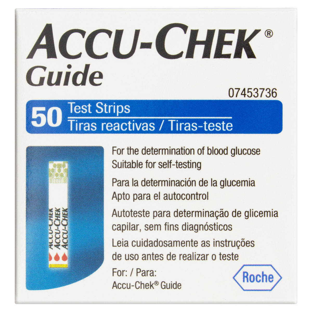 TIRA PARA TESTE DE GLICEMIA ACCU-CHEK GUIDE 50 UNIDADES