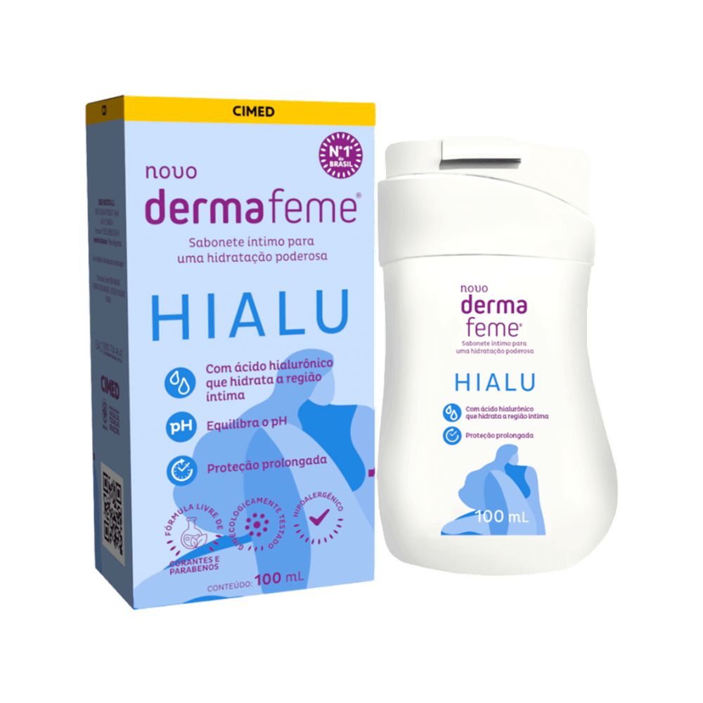 SABONETE LÍQUIDO ÍNTIMO DERMAFEME HIALU CAIXA 100ML