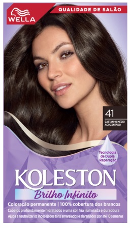 KIT COLORAÇÃO PERMANENTE CREME 41 CASTANHO MÉDIO ACINZENTADO WELLA KOLESTON BRILHO INFINITO