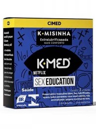 PRESERVATIVO MASCULINO EXTRA LUBRIFICADO SEX EDUCATION K-MISINHA K-MED CAIXA 3 UNIDADES