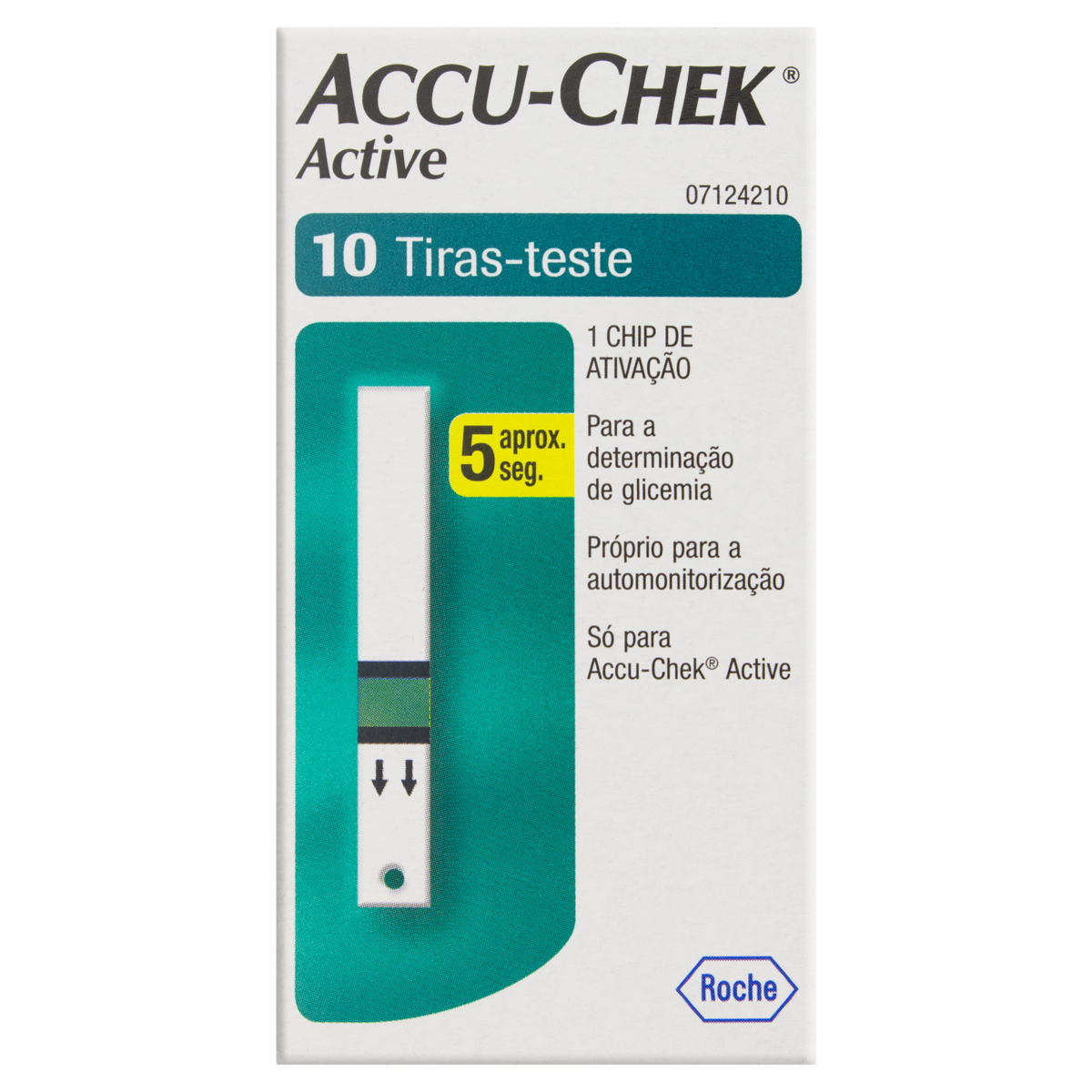 TIRA PARA TESTE DE GLICEMIA ACCU-CHEK ACTIVE CAIXA 10 UNIDADES