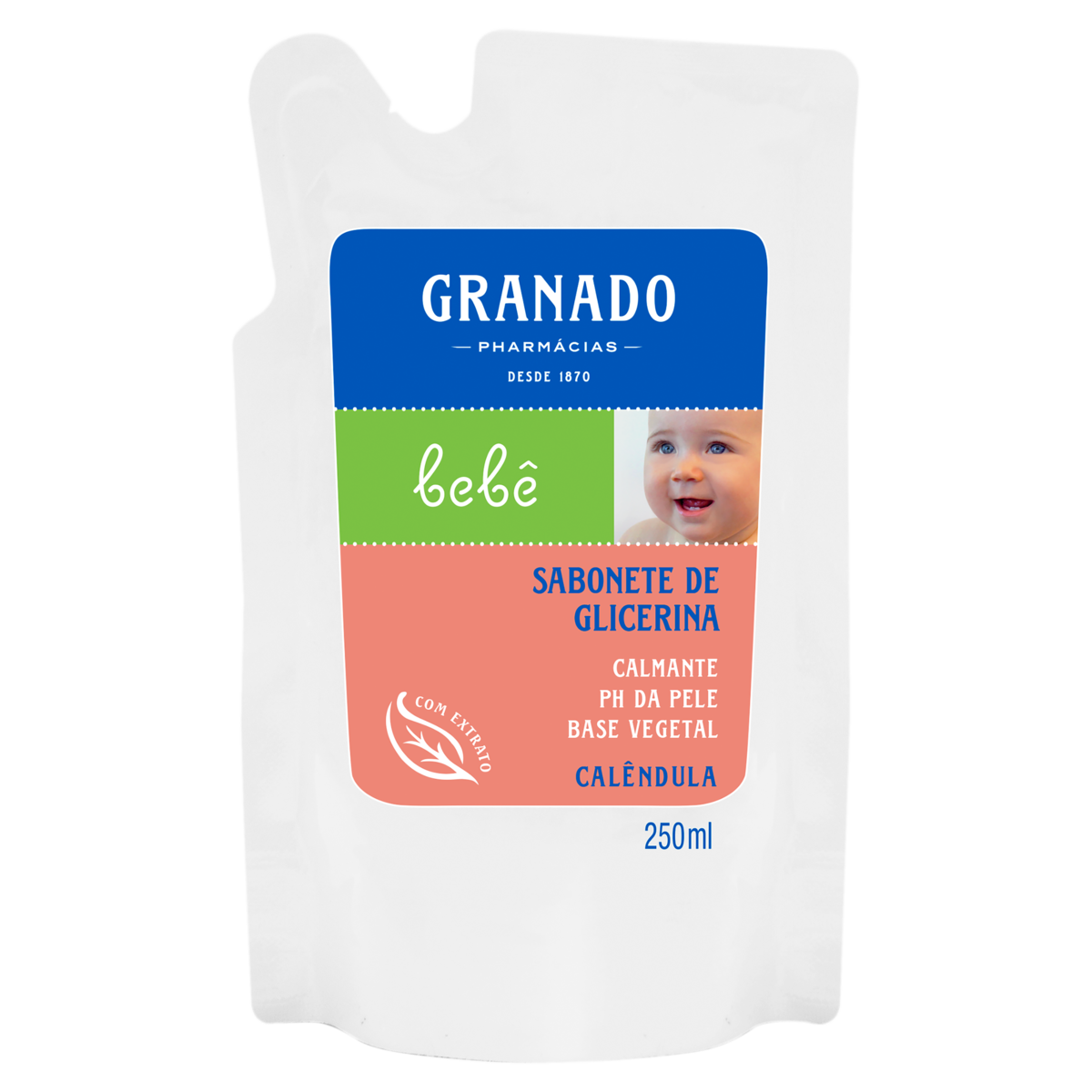 SABONETE LÍQUIDO DE GLICERINA CALÊNDULA GRANADO BEBÊ SACHÊ 250ML REFIL
