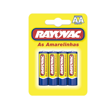 PILHA AA RAYOVAC AS AMARELINHAS PEQUENA 4 UNIDADES 1,5V