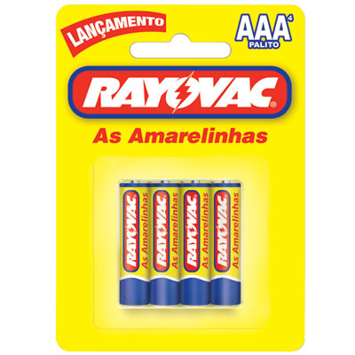 PILHA AAA RAYOVAC AS AMARELINHAS PALITO 4 UNIDADES 1,5V