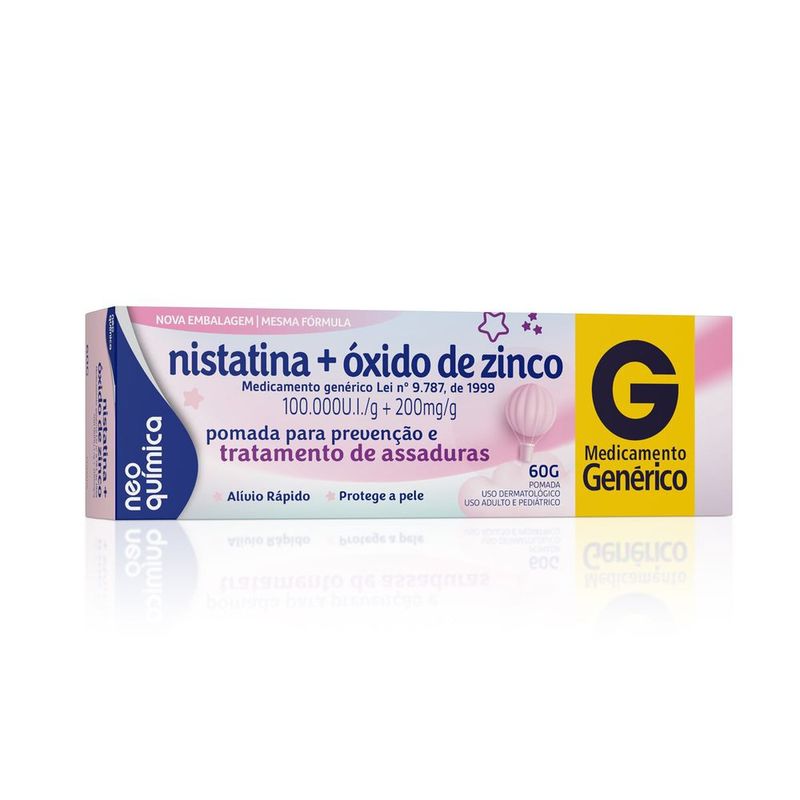 NISTATINA 100000 UI/g + OXIDO DE ZINCO 200 mg POMADA DERMATOLOGICA x 1 BISNAGA 60 g