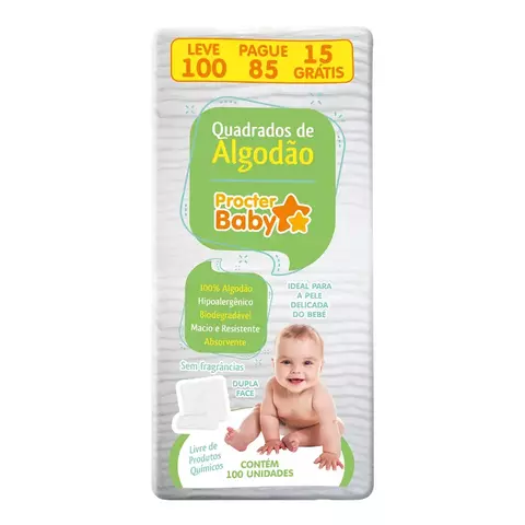 QUADRADOS DE ALGODAO PROCTER BABY 