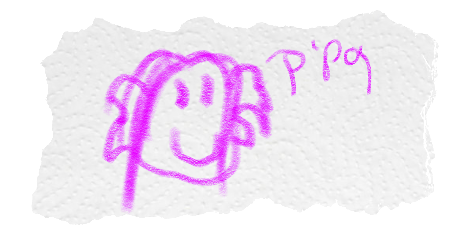 A drawing of a pink face signed &lsquo;P&rsquo;pol&rsquo;