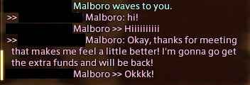 Chat messages with Lalafell on Malboro