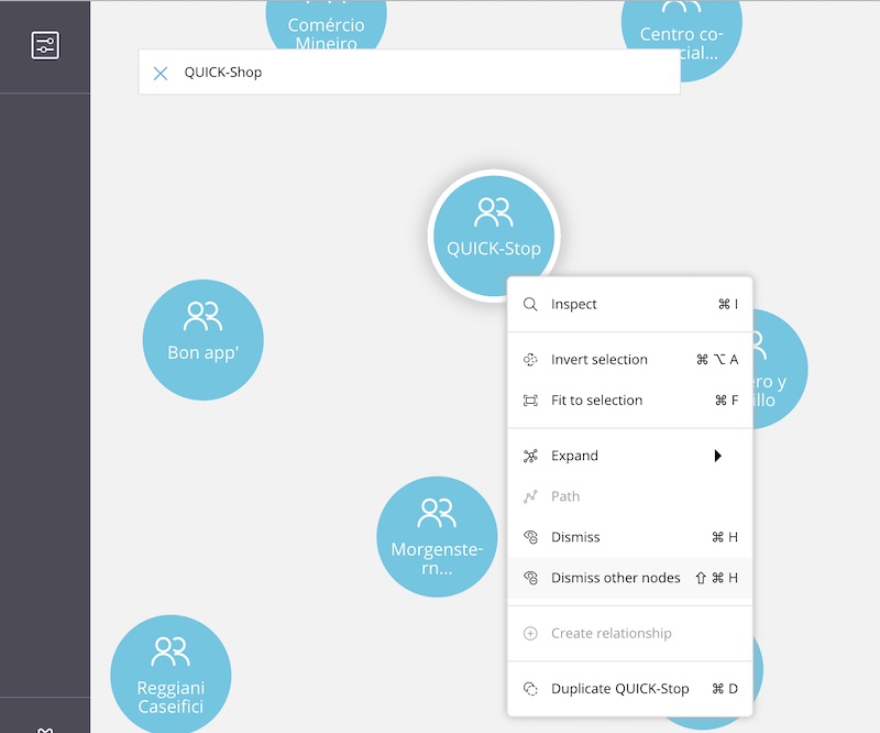 Neo4j Bloom Dismiss other nodes