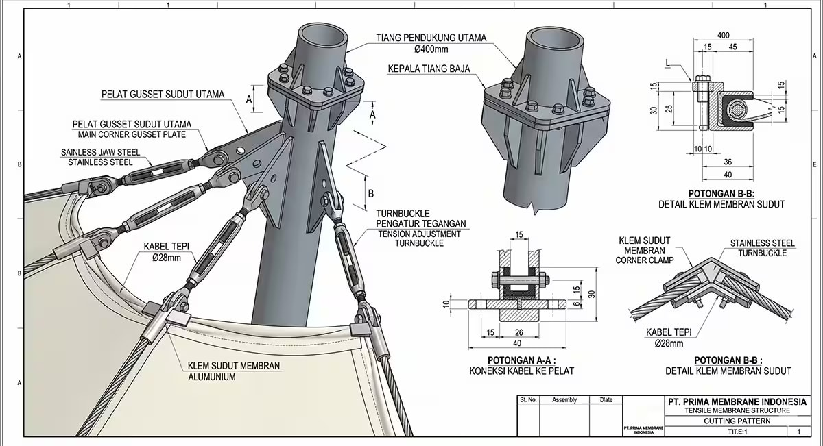 Analisis struktur tensile membrane dengan software engineering