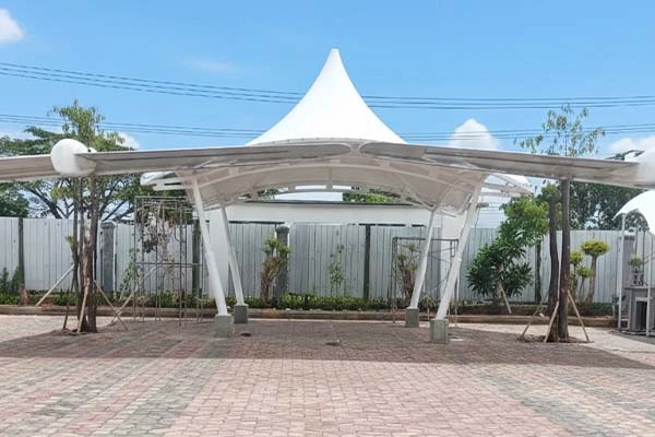 Kanopi membrane untuk rooftop cafe di Banyumas