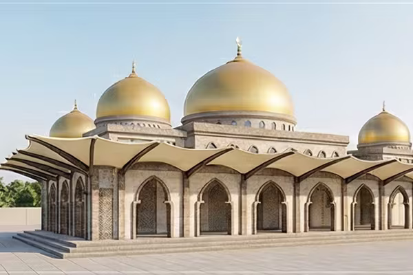 Struktur payung tenda membrane pelataran masjid