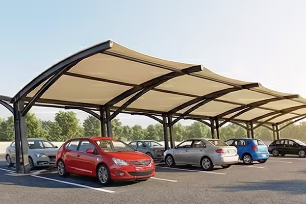 Jasa pemasangan kanopi membrane parkiran mobil komersial