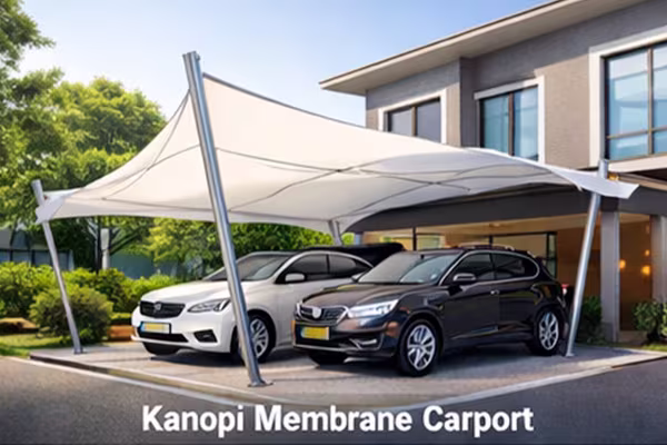 Kanopi membrane carport rumah minimalis modern