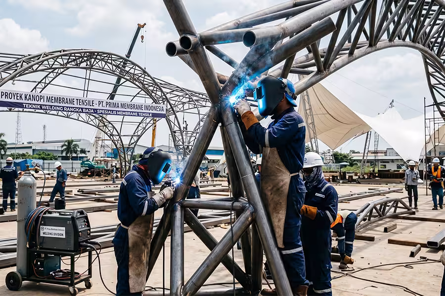 Metode SMAW pada rangka kanopi membrane tensile