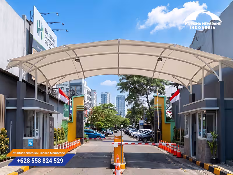 Proyek pemasangan kanopi membrane puntuk komplek perumahan