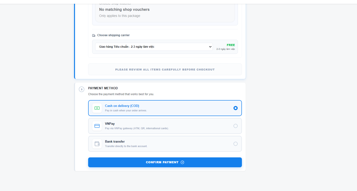 Checkout Screen 1