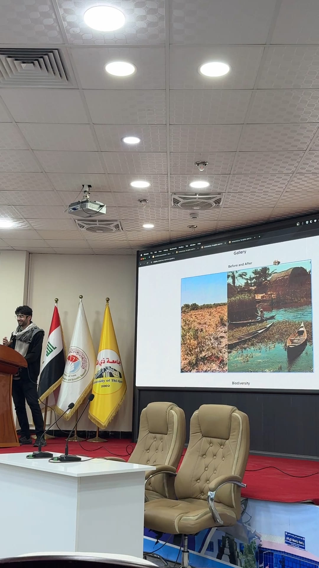 Adil presenting effect of drought on Al Chibayish Marshes