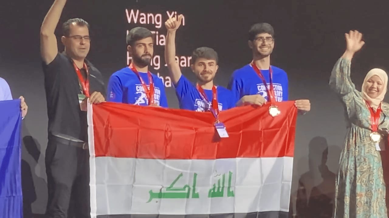 Iraqi team after receiving medals at Huawei ICT in Shenzen China
