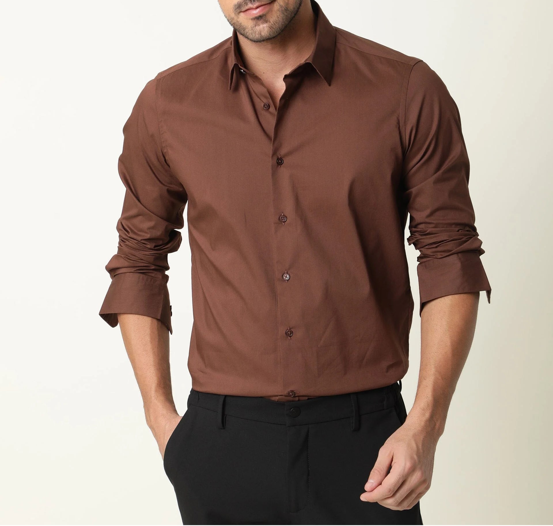 Men’s Brown Formal Regular Fit Shirt