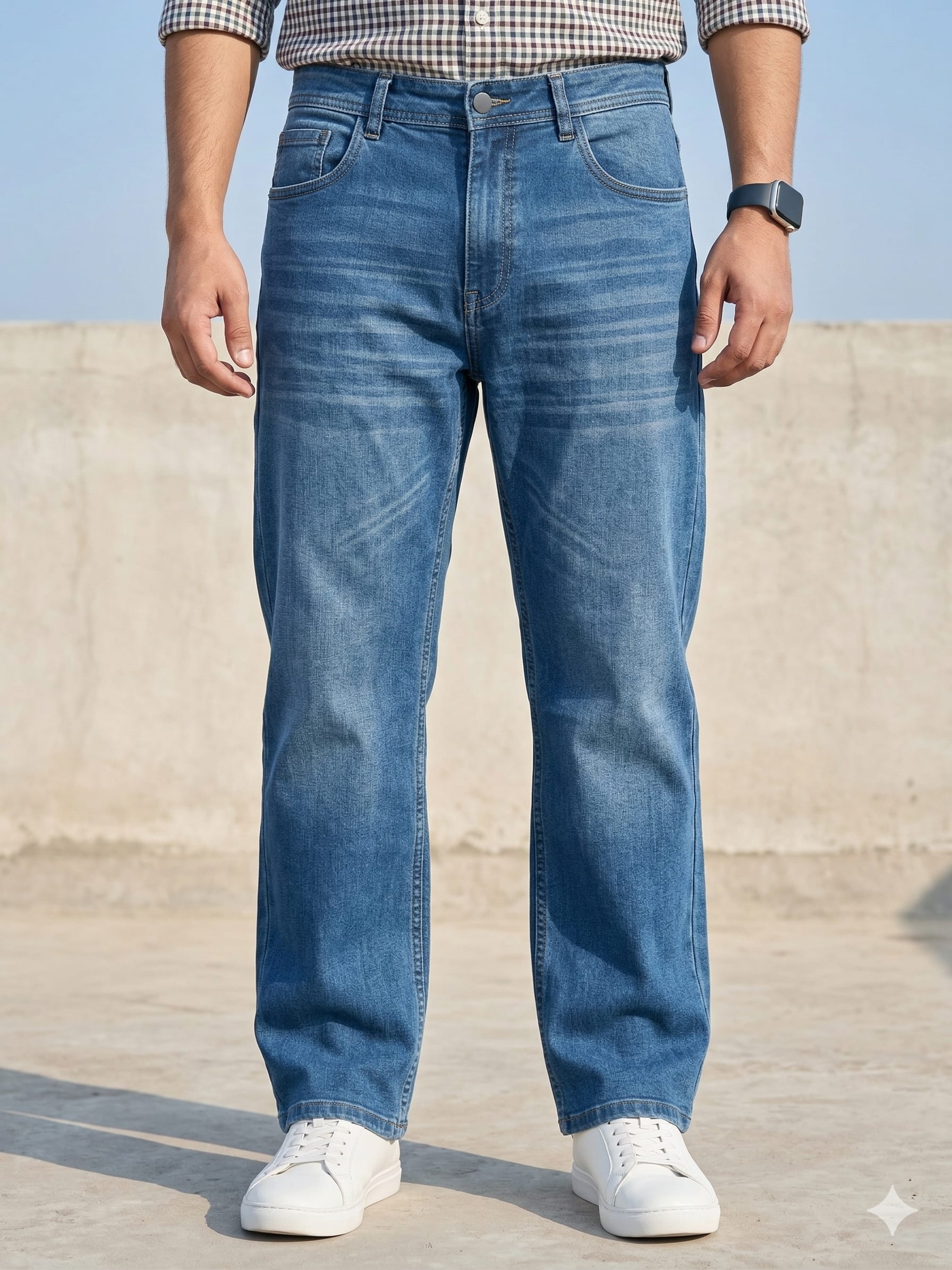 Men’s Light Blue Slim Straight Fit Denim Jeans – Clean Gen Z Style